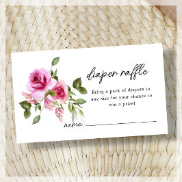 Diaper Raffle | Rosa Rose Floral Baby Dusche Begleitkarte
