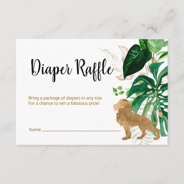 Diaper Raffle Safari Goldtiere Begleitkarte (Vorderseite)