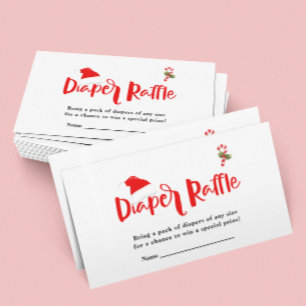 Diaper Raffle Santa Christmas Winter Baby Dusche Begleitkarte