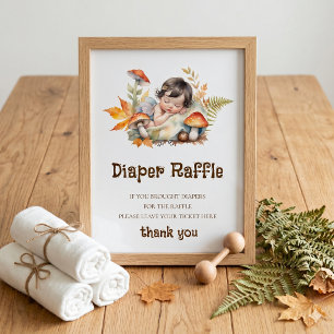 Diaper Raffle Sign Baby Dusche Woodland Fairy Poster
