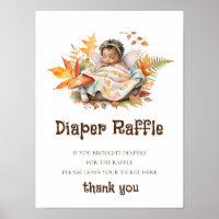 Diaper Raffle Sign Baby Dusche Woodland Fairy