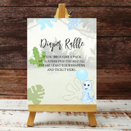Diaper Raffle Sign Blue Dinosaurier Blue Ballon Poster