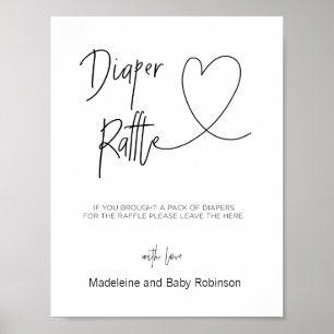 Diaper Raffle Sign for Baby Shower Games Herz Poster