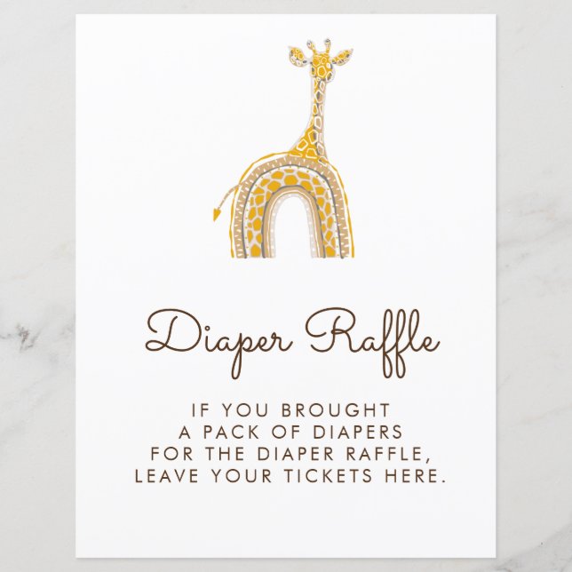 Diaper Raffle Sign | Giraffe (Vorderseite)
