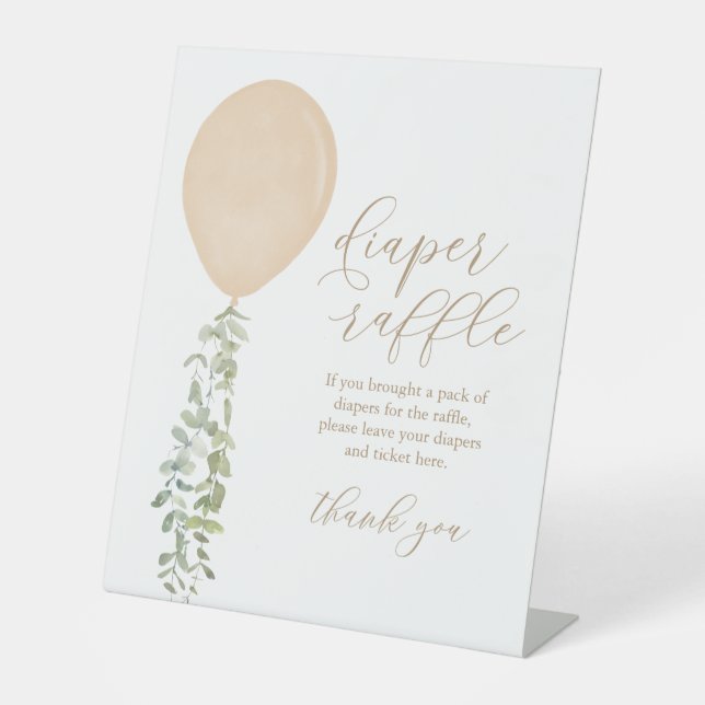 Diaper Raffle Sign Gold Ballon Baby Dusche Sockelschild (Vorderseite)