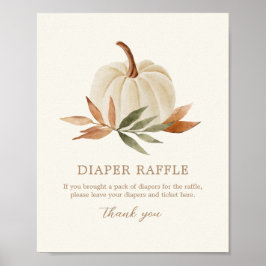 Diaper Raffle Sign Little Pumpkin Baby Dusche Poster
