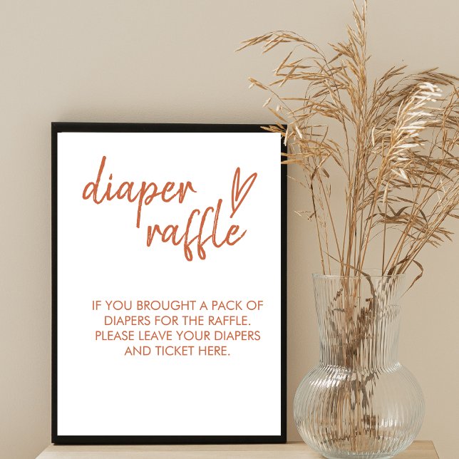 Diaper Raffle Sign Minimal Boho Herz-Kreislauf-Sys Poster (Von Creator hochgeladen)