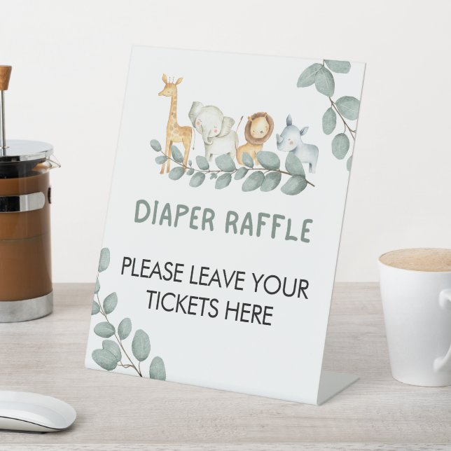 Diaper Raffle Sign Oh Baby Jungle Baby Dusche Sockelschild (In SItu)