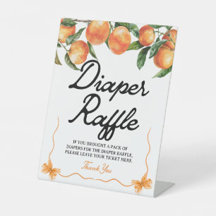 Diaper Raffle Sign   Orange Baby Duschzeichen Sockelschild