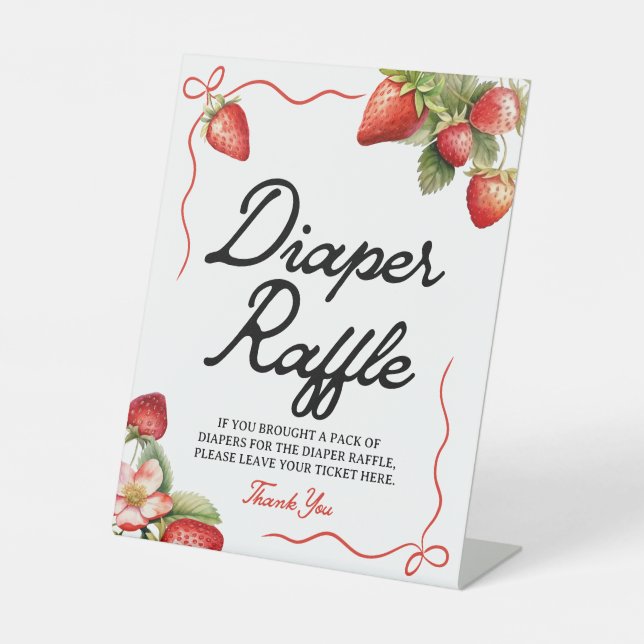Diaper Raffle Sign | Strawberry Baby Duschzeichen Sockelschild (Vorderseite)