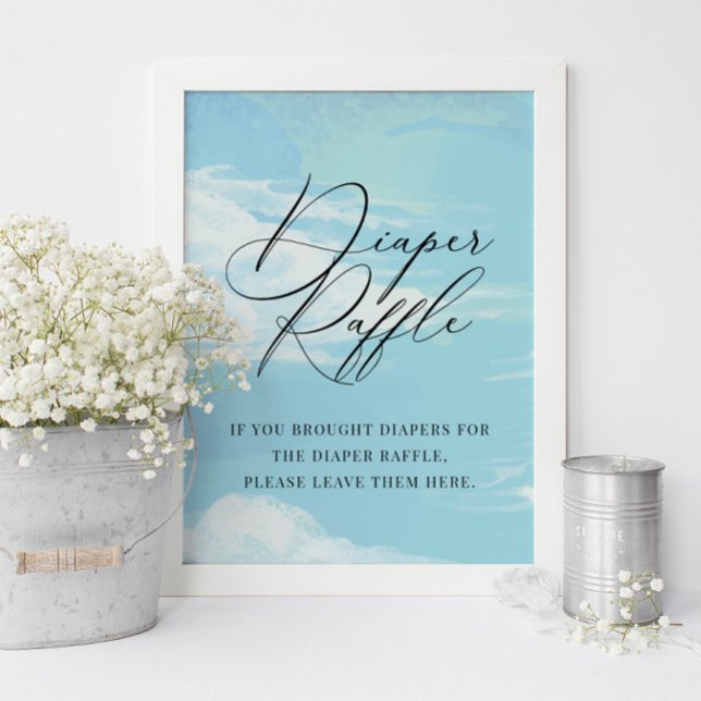 Diaper Raffle Sky Clouds Blue Baby Duschzeichen Poster (Von Creator hochgeladen)