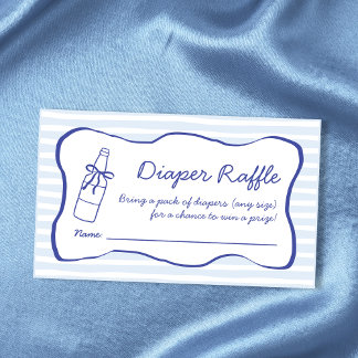 Diaper Raffle Soda Bottle Wavy Blue Baby Shower Begleitkarte