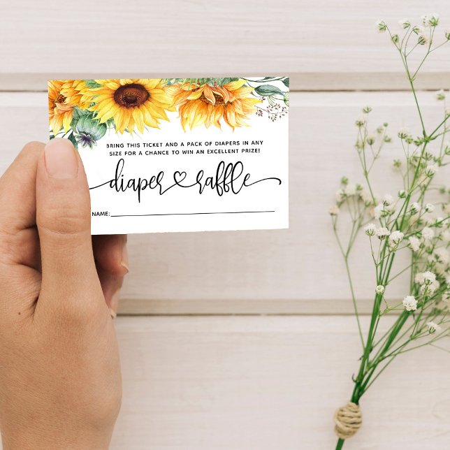 Diaper Raffle Sonnenblumendusche Begleitkarte (Bring sunshine and luck to our Sunflower Raffle Card - enter for a chance to win fabulous prizes!)