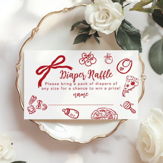 Diaper raffle Special Delivery Hand drawn Bow Begleitkarte (Von Creator hochgeladen)