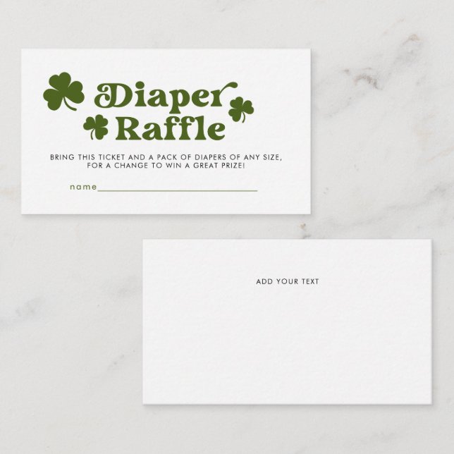 Diaper Raffle St. Patrick's Day Baby Shower Begleitkarte (Vorne/Hinten)