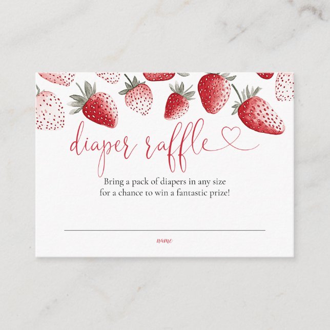 Diaper Raffle Strawberry Baby Dusche Begleitkarte (Vorderseite)