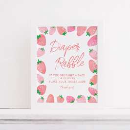 Diaper Raffle Strawberry Baby Dusche Poster
