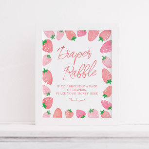 Diaper Raffle Strawberry Baby Dusche Poster