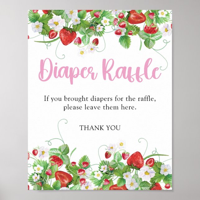Diaper Raffle | Strawberry Berry Sweet Baby Dusche Poster (Vorne)
