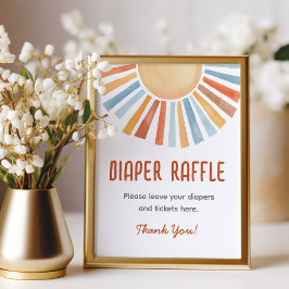 Diaper Raffle Sunshine Neutral Baby Shower Sign Fotodruck