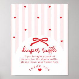 Diaper raffle Sweetheart Baby Shower Red Bow Poster