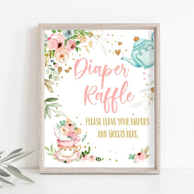 Diaper Raffle Tea Party Baby Brewing Baby Shower Poster (Von Creator hochgeladen)