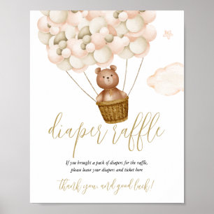 Diaper Raffle Teddy Bear Babydusche Zeichen Poster
