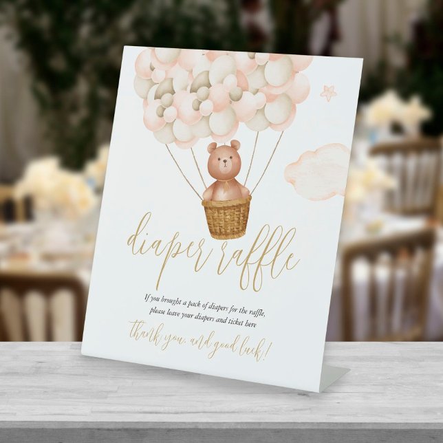 Diaper Raffle Teddy Bear Balloons Babydusche Sockelschild (Von Creator hochgeladen)