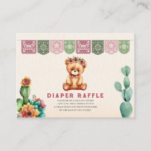 Diaper Raffle Teddy Bear Girl Babydusche Fiesta Begleitkarte