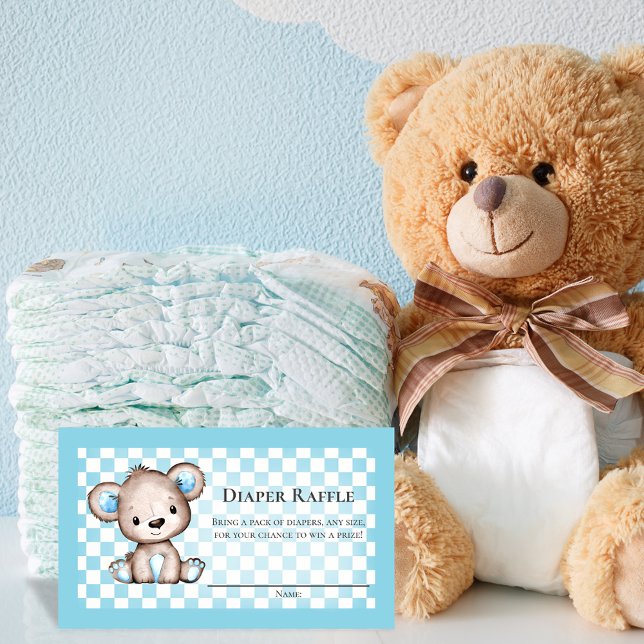 Diaper Raffle Teddy Bear Picnic Baby Showspiel Begleitkarte (Von Creator hochgeladen)