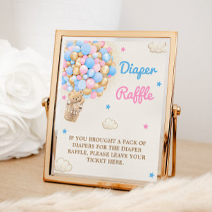 Diaper Raffle Teddy Bear Pink Blue Game-Zeichen Fotodruck