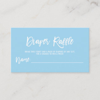 DIAPER RAFFLE Ticket Blue BOY Baby Dusche Begleitkarte