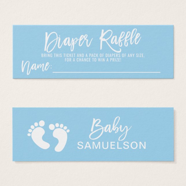 DIAPER RAFFLE Ticket Blue BOY Baby Shower QTY 100 (Vorne & Hinten)