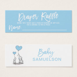 DIAPER RAFFLE Ticket Blue Elephant Baby Dusche