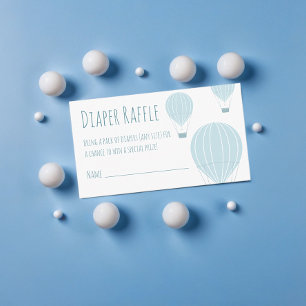 Diaper Raffle Ticket Blue Hot Air Ballons Begleitkarte
