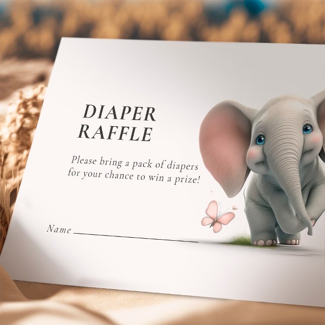 Diaper Raffle Ticket Elephant Blue Boy Begleitkarte (Von Creator hochgeladen)