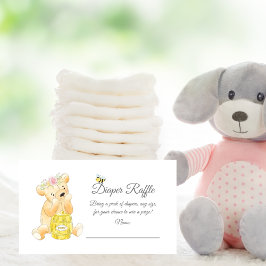 Diaper Raffle Ticket Girl Teddy Bear Honey Bee Begleitkarte