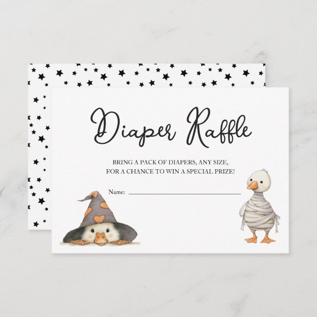 Diaper Raffle Ticket halloween Gänsedusche Begleitkarte (Vorne/Hinten)