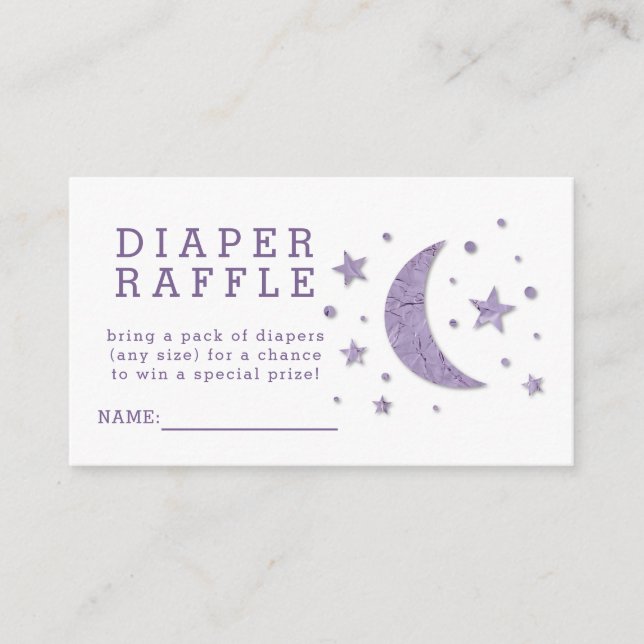 Diaper Raffle Ticket Lavender Stars Kinderdusche Begleitkarte (Vorderseite)