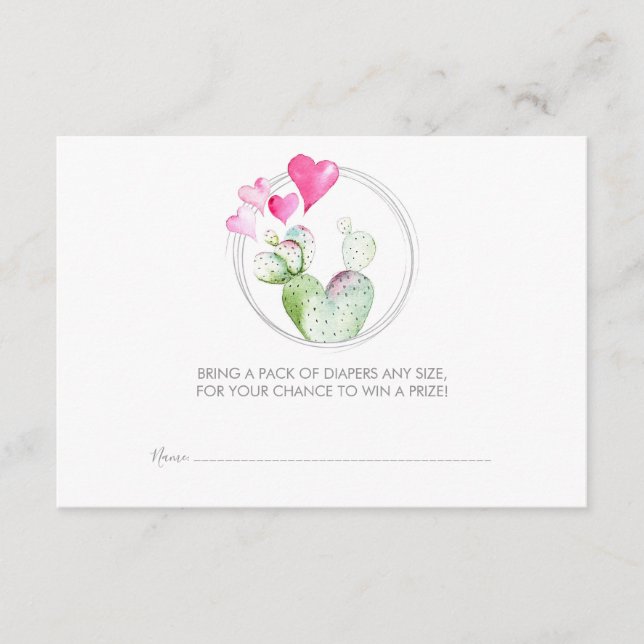 Diaper Raffle Ticket, Little Sweetheart Cactus Begleitkarte (Vorderseite)