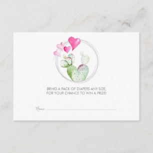 Diaper Raffle Ticket, Little Sweetheart Cactus Begleitkarte