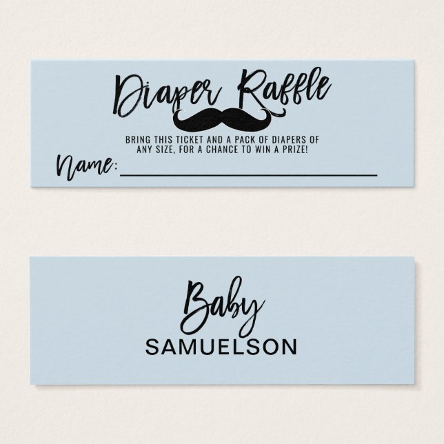 DIAPER RAFFLE Ticket Mustache Little Man Dusche (Vorne & Hinten)