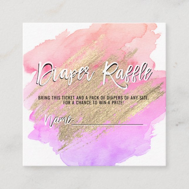 DIAPER RAFFLE Ticket Pink Gold BOY Kinderdusche Begleitkarte (Vorderseite)