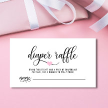 DIAPER RAFFLE Ticket Pink Heart Baby Dusche