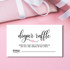 DIAPER RAFFLE Ticket Pink Heart Baby Dusche Begleitkarte