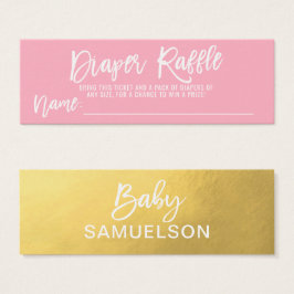 DIAPER RAFFLE Ticket Pink IMITATE Gold Baby Dusche