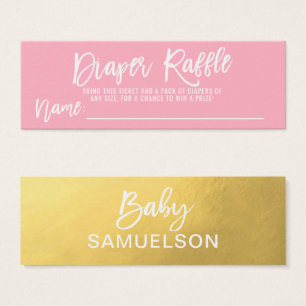 DIAPER RAFFLE Ticket Pink IMITATE Gold Baby Dusche