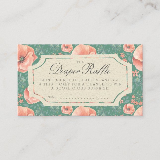 DIAPER RAFFLE TICKET | Storybook Babydusche Begleitkarte (Vorderseite)
