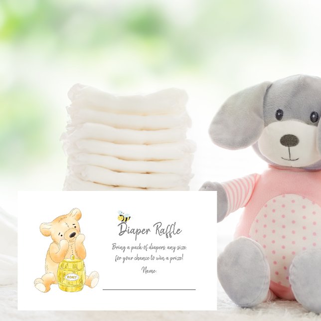 Diaper Raffle Ticket Teddy Bear Honey Bee Biene Begleitkarte (Von Creator hochgeladen)