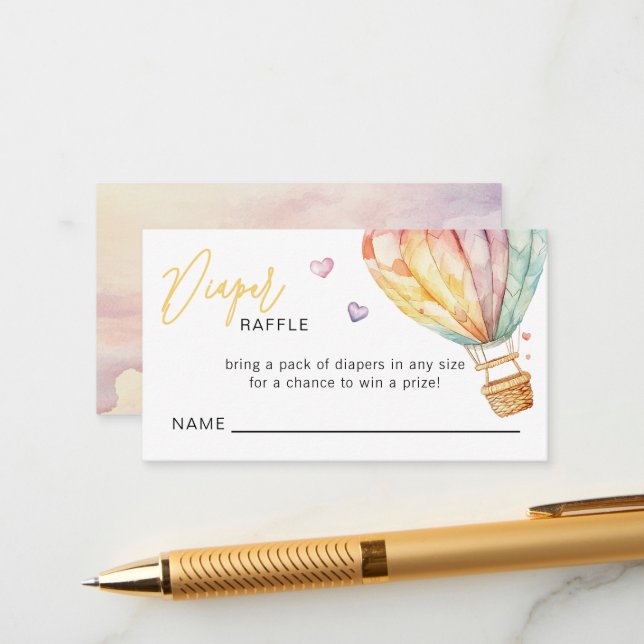 Diaper Raffle Ticket Wasserfarbe Herz Babydusche Begleitkarte (Vorderseite/Rückseite Beispiel)